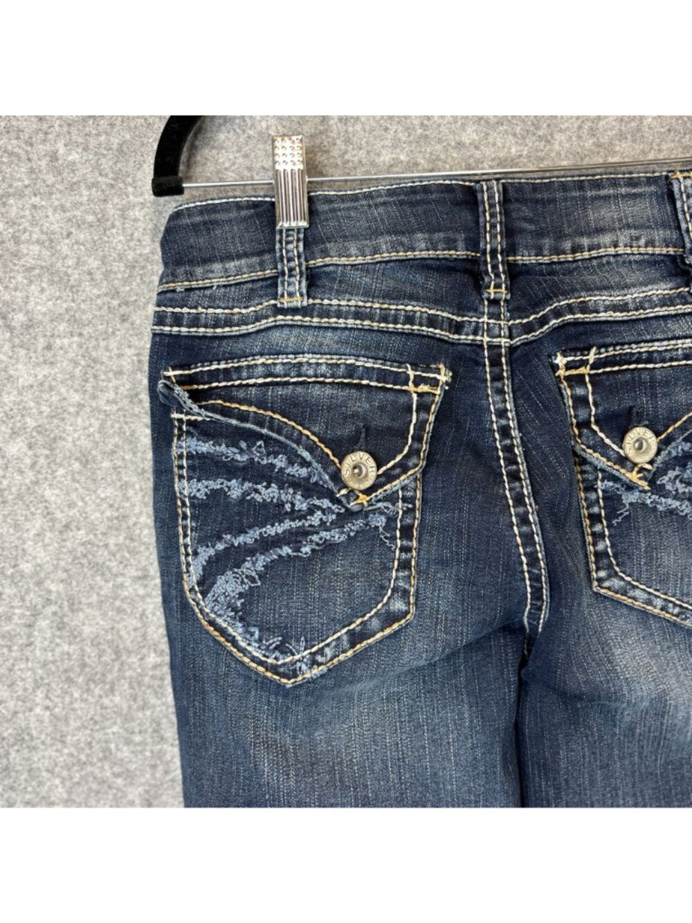 Silver Suki Womens 30 x 32 Jeans Bootcut Dark Wash Contrast Stitching Blue Denim - Picture 9 of 13
